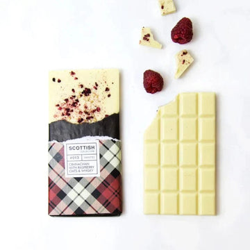 Cranachan Witte Chocolade met Frambozen, Whisky & Haver - 100 gram - Handgemaakt in Schotland