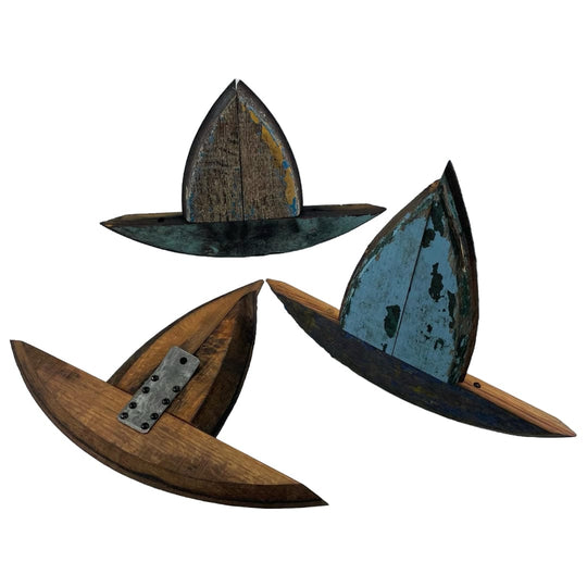 In this photo Wall element sailboat from old whiskey barrels - approx. 20-30 cm - Handmade - Darach Scotland MoodCompanyNL